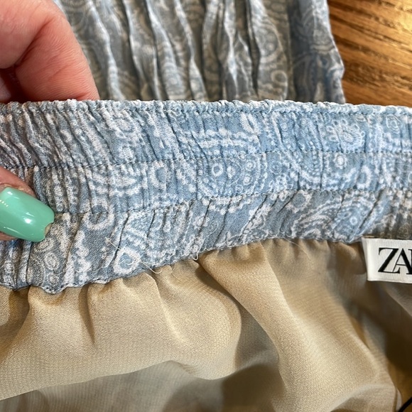 ZARA women’s crinkle accordion pleat semi sheer wide pull on pants with shorts M - Picture 9 of 10